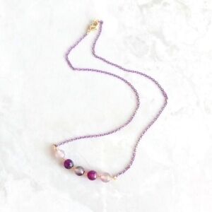 Necklace Purple Quartzite Handmade Diamond Cut/ Necklace